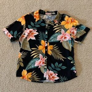 Vtg 90s 100% Rayon Tropical Button Down Shirt by Jamaican Bay